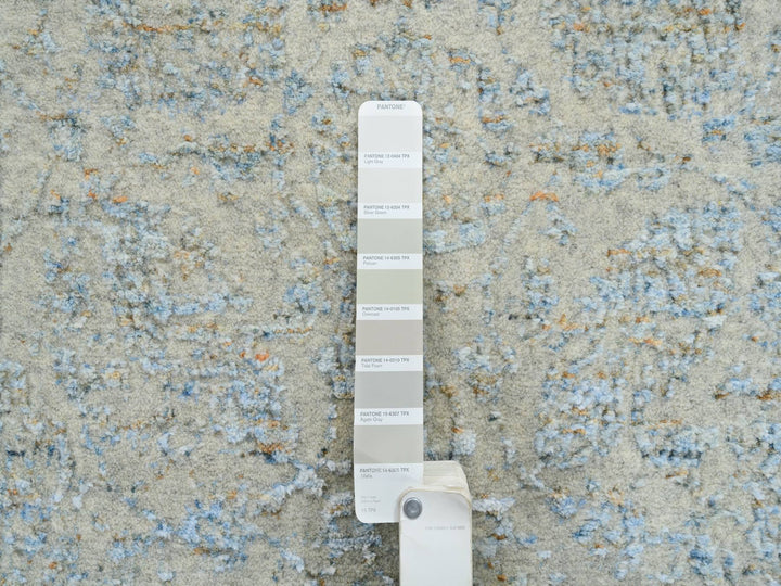 2'8" x 10'0" New Hand Loomed Blue Wool & Silk Runner Oriental Rug - MOA10264556