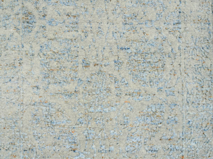 2'8" x 10'0" New Hand Loomed Blue Wool & Silk Runner Oriental Rug - MOA10264556