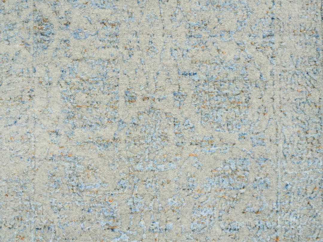 2'8" x 10'0" New Hand Loomed Blue Wool & Silk Runner Oriental Rug - MOA10264556