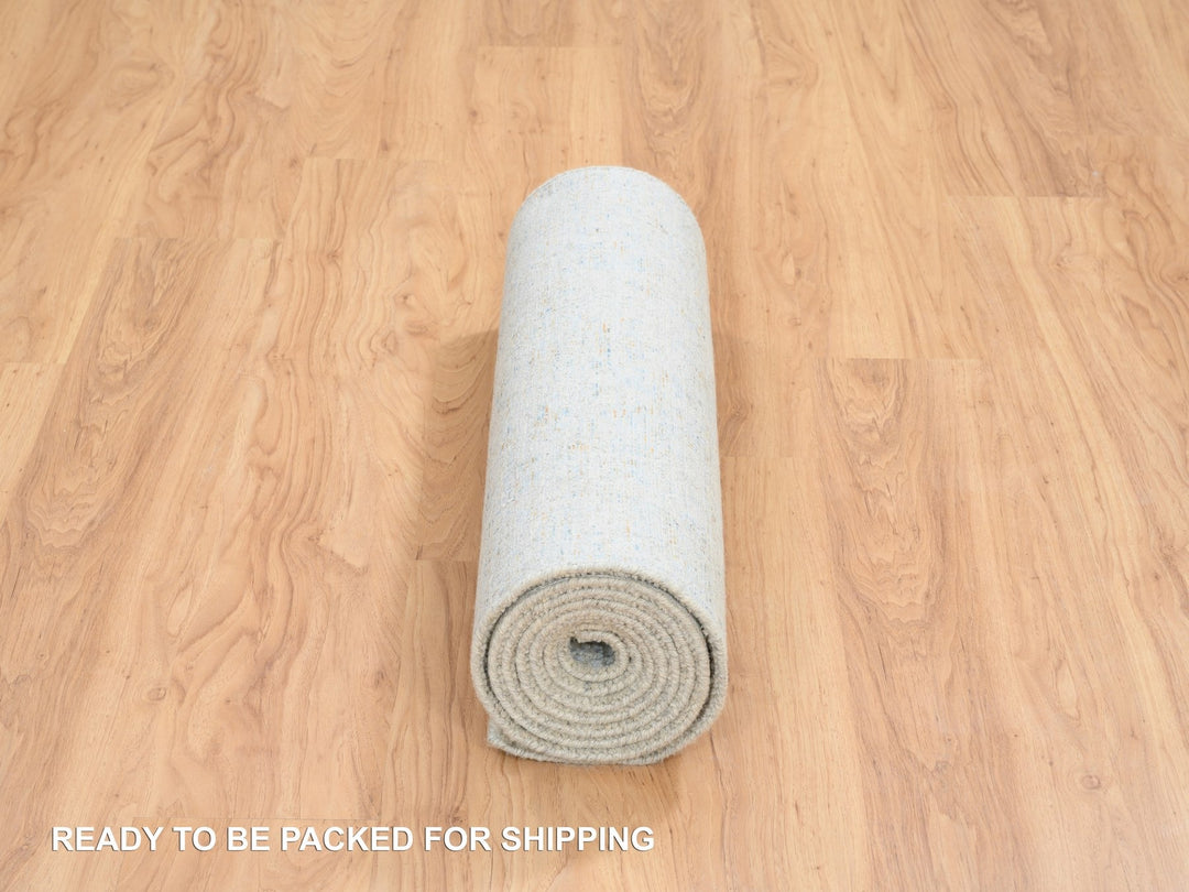 2'8" x 10'0" New Hand Loomed Blue Wool & Silk Runner Oriental Rug - MOA10264556