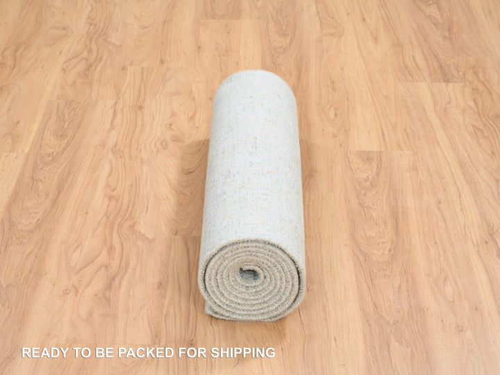 2'8" x 10'0" New Hand Loomed Blue Wool & Silk Runner Oriental Rug - MOA10264556