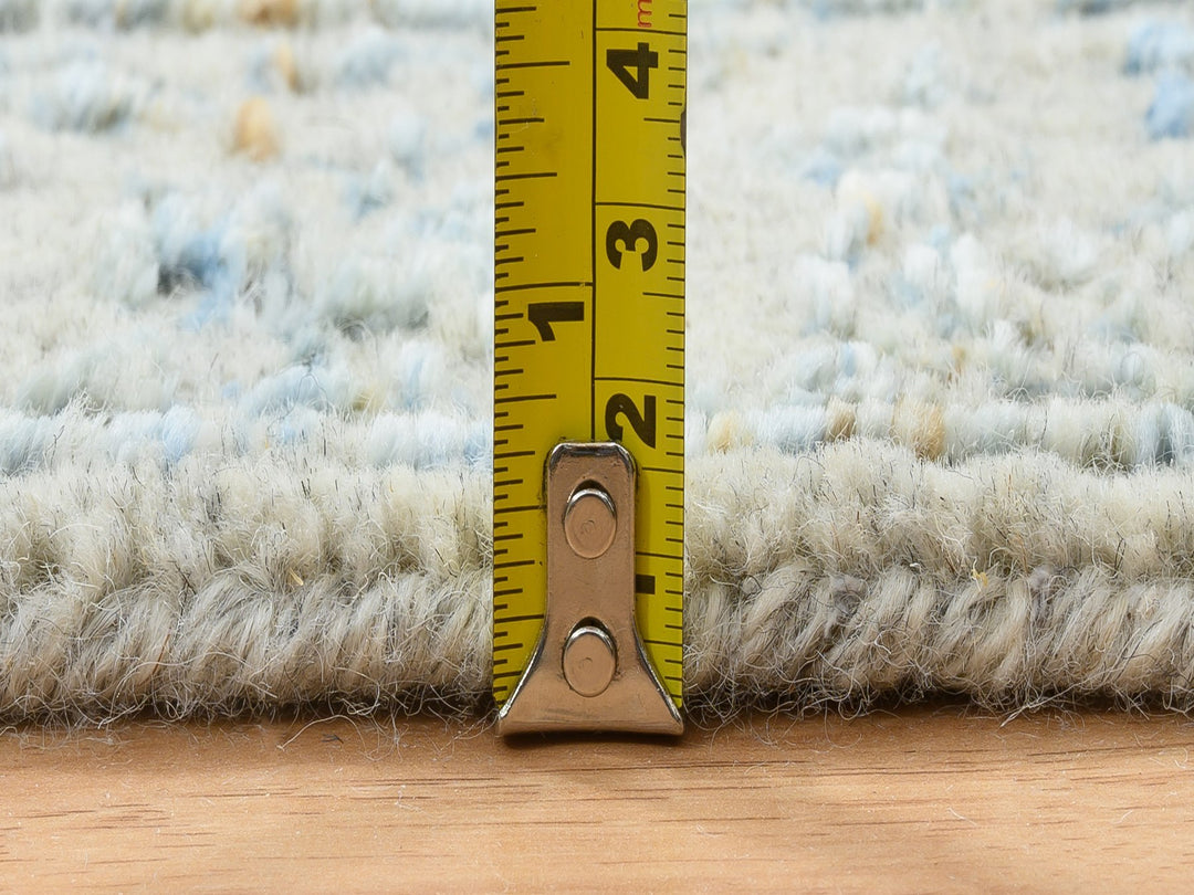 2'8" x 10'0" New Hand Loomed Blue Wool & Silk Runner Oriental Rug - MOA10264556