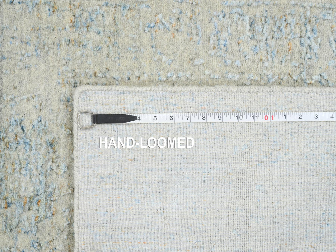 2'8" x 10'0" New Hand Loomed Blue Wool & Silk Runner Oriental Rug - MOA10264556