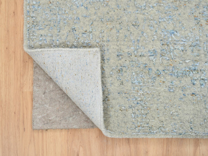 2'6" x 8'0" New Hand Loomed Blue Wool & Silk Runner Oriental Rug - MOA10264558