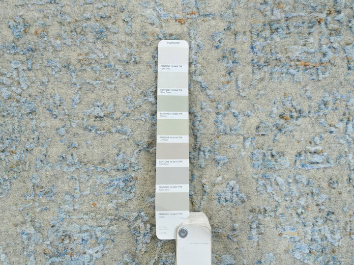 2'6" x 8'0" New Hand Loomed Blue Wool & Silk Runner Oriental Rug - MOA10264558