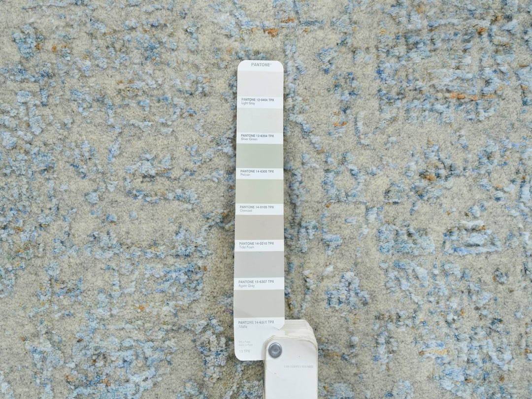 2'6" x 8'0" New Hand Loomed Blue Wool & Silk Runner Oriental Rug - MOA10264558