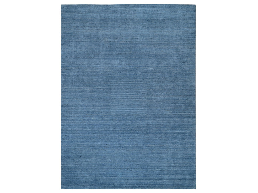 10'1" x 14'0" New Hand Loomed Blue Wool Rectangle Oriental Rug - MOA10264564