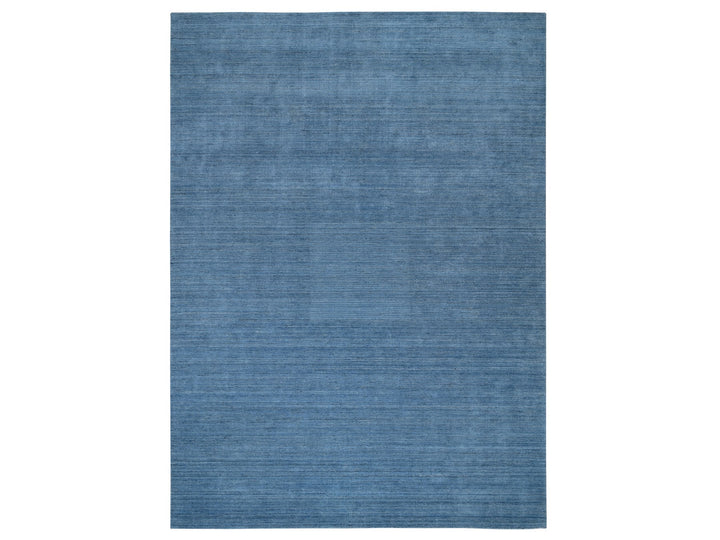 10'1" x 14'0" New Hand Loomed Blue Wool Rectangle Oriental Rug - MOA10264564