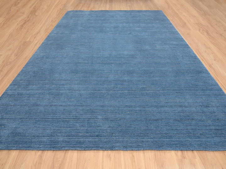 10'1" x 14'0" New Hand Loomed Blue Wool Rectangle Oriental Rug - MOA10264564