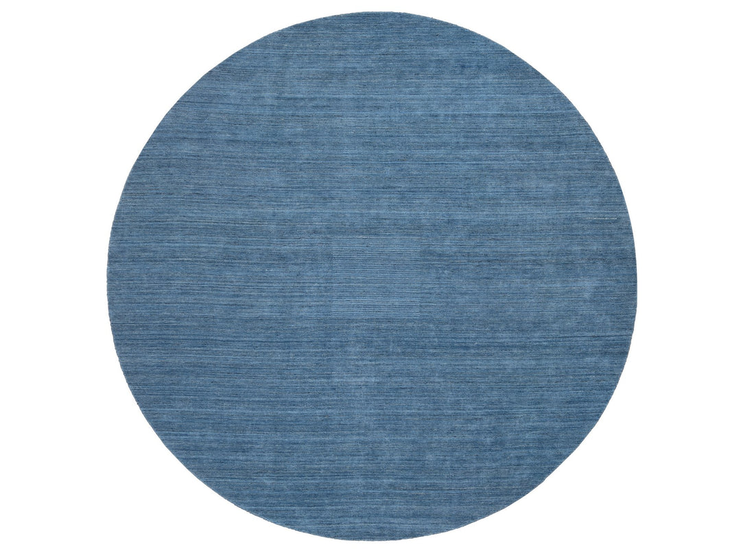 11'9" x 11'9" New Hand Loomed Blue Wool Round Oriental Rug - MOA10264566