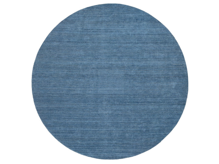 11'9" x 11'9" New Hand Loomed Blue Wool Round Oriental Rug - MOA10264566