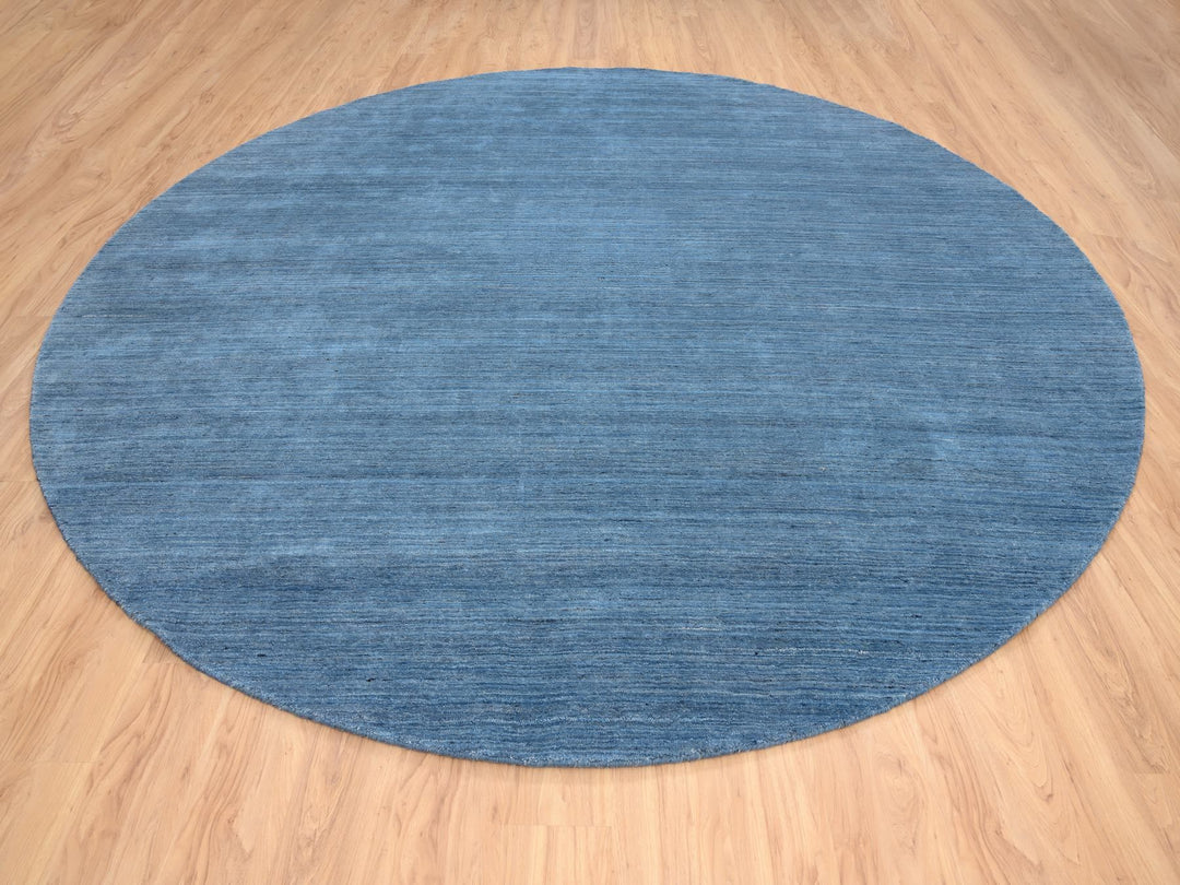 11'9" x 11'9" New Hand Loomed Blue Wool Round Oriental Rug - MOA10264566