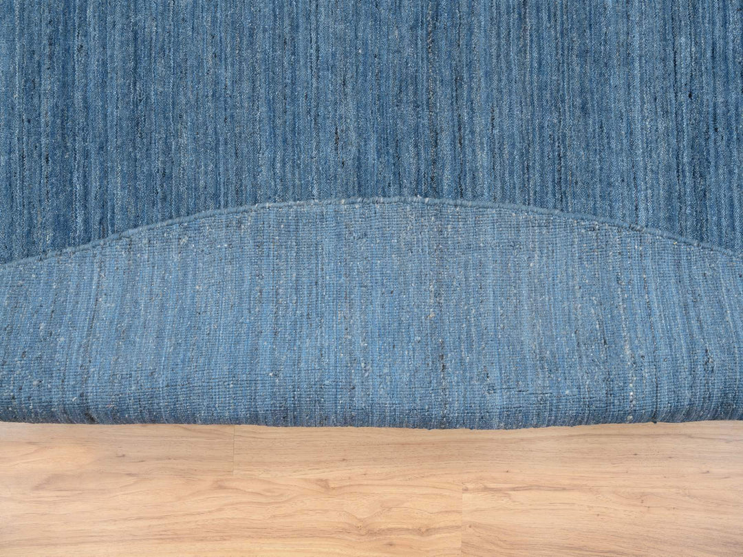 11'9" x 11'9" New Hand Loomed Blue Wool Round Oriental Rug - MOA10264566