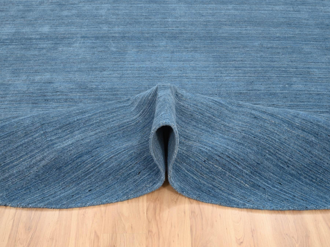 11'9" x 11'9" New Hand Loomed Blue Wool Round Oriental Rug - MOA10264566