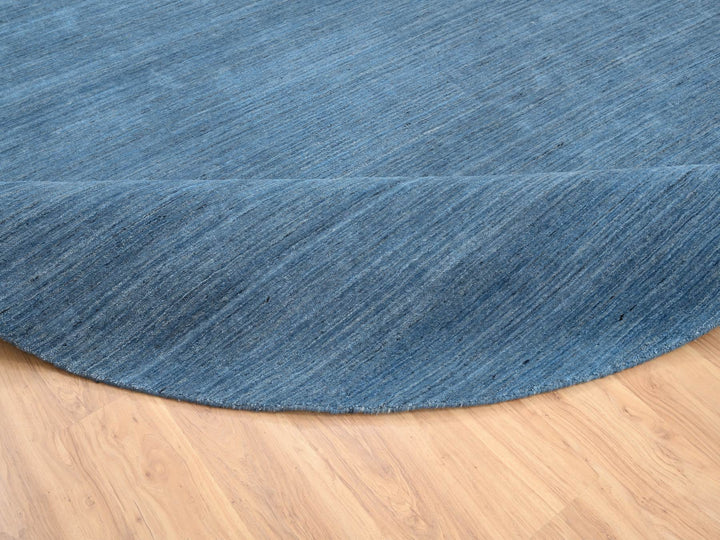 11'9" x 11'9" New Hand Loomed Blue Wool Round Oriental Rug - MOA10264566