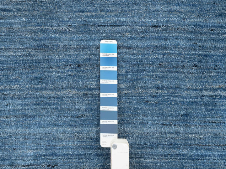 11'9" x 11'9" New Hand Loomed Blue Wool Round Oriental Rug - MOA10264566