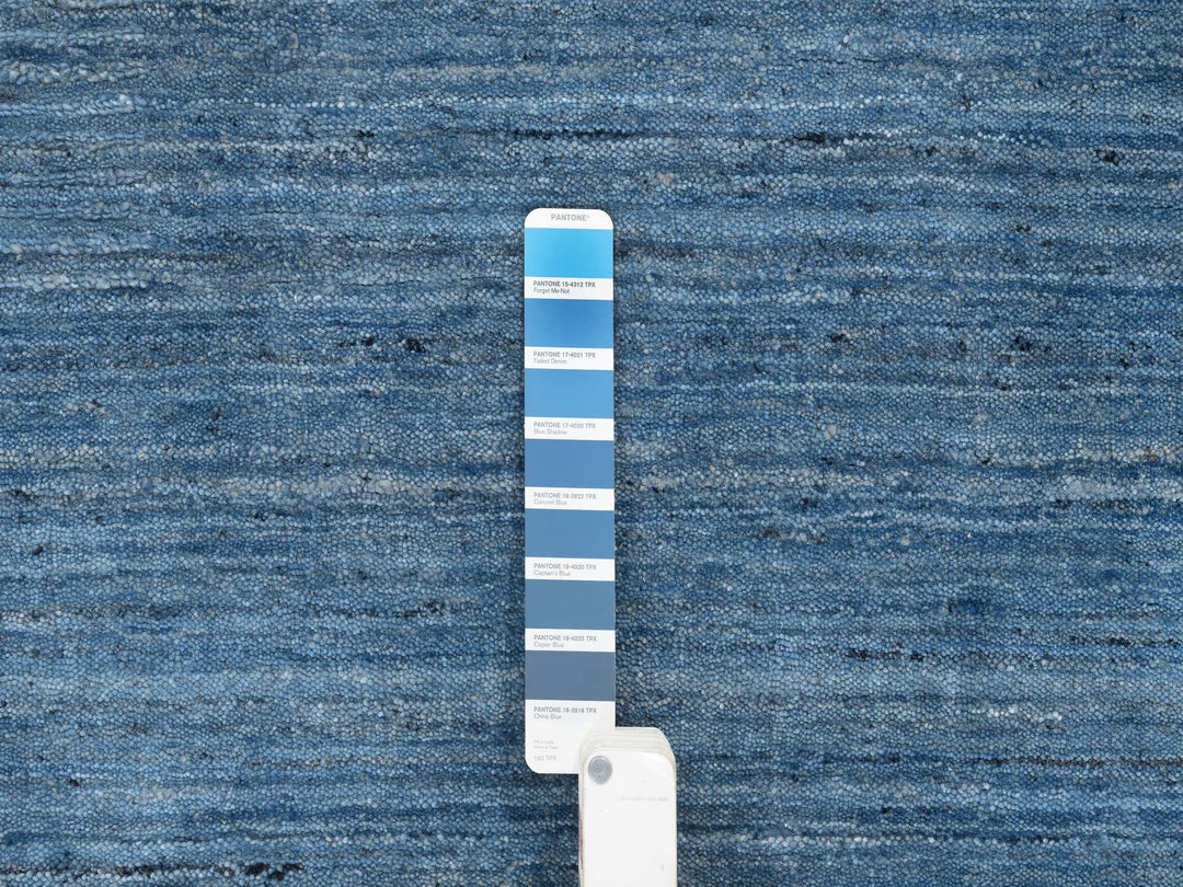 11'9" x 11'9" New Hand Loomed Blue Wool Round Oriental Rug - MOA10264566