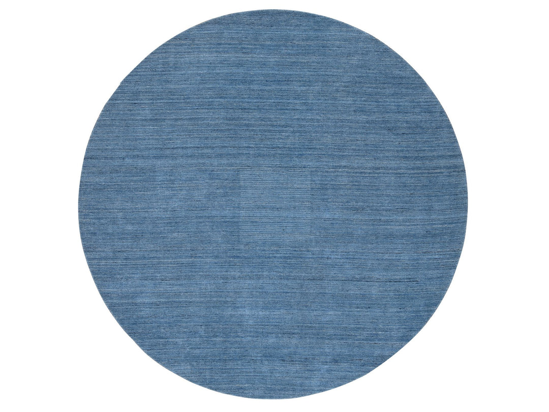 10'0" x 10'0" New Hand Loomed Blue Wool Round Oriental Rug - MOA10264570