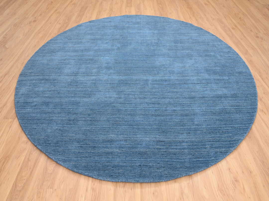 10'0" x 10'0" New Hand Loomed Blue Wool Round Oriental Rug - MOA10264570