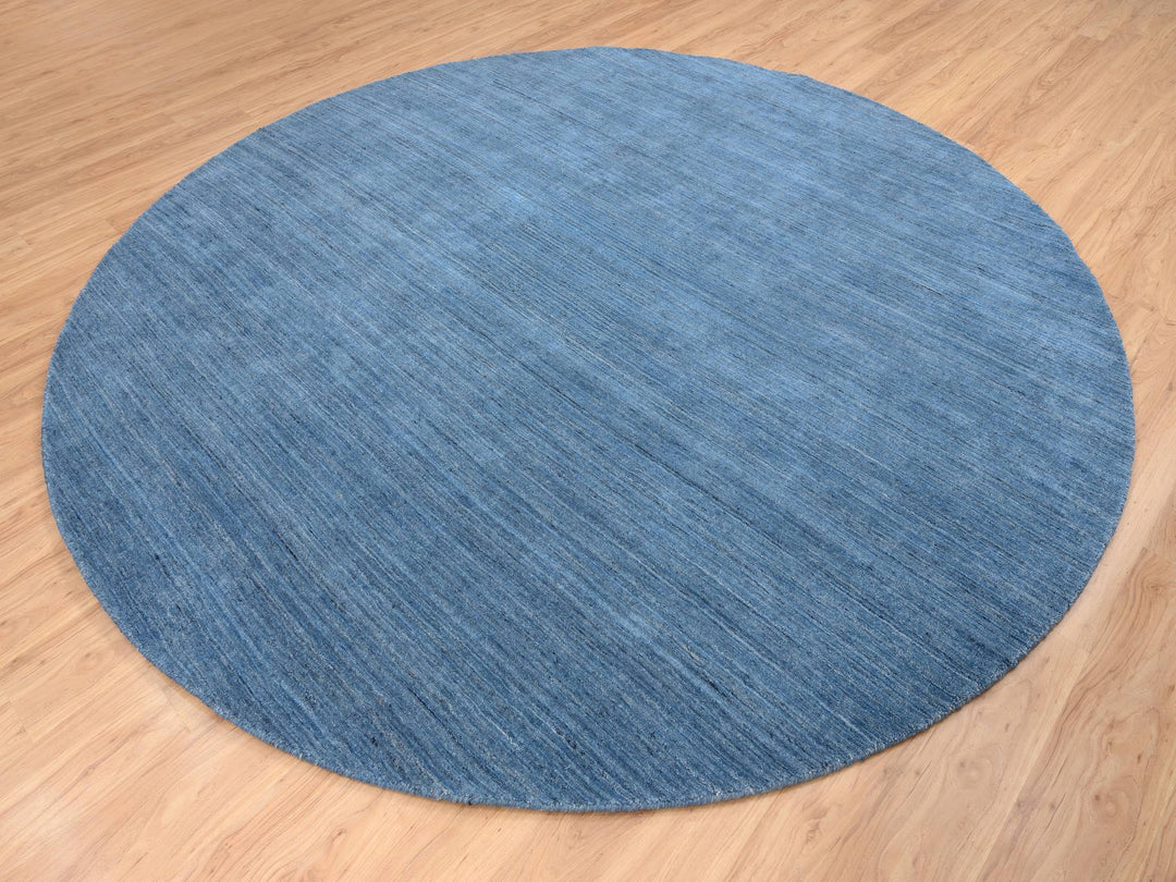 10'0" x 10'0" New Hand Loomed Blue Wool Round Oriental Rug - MOA10264570