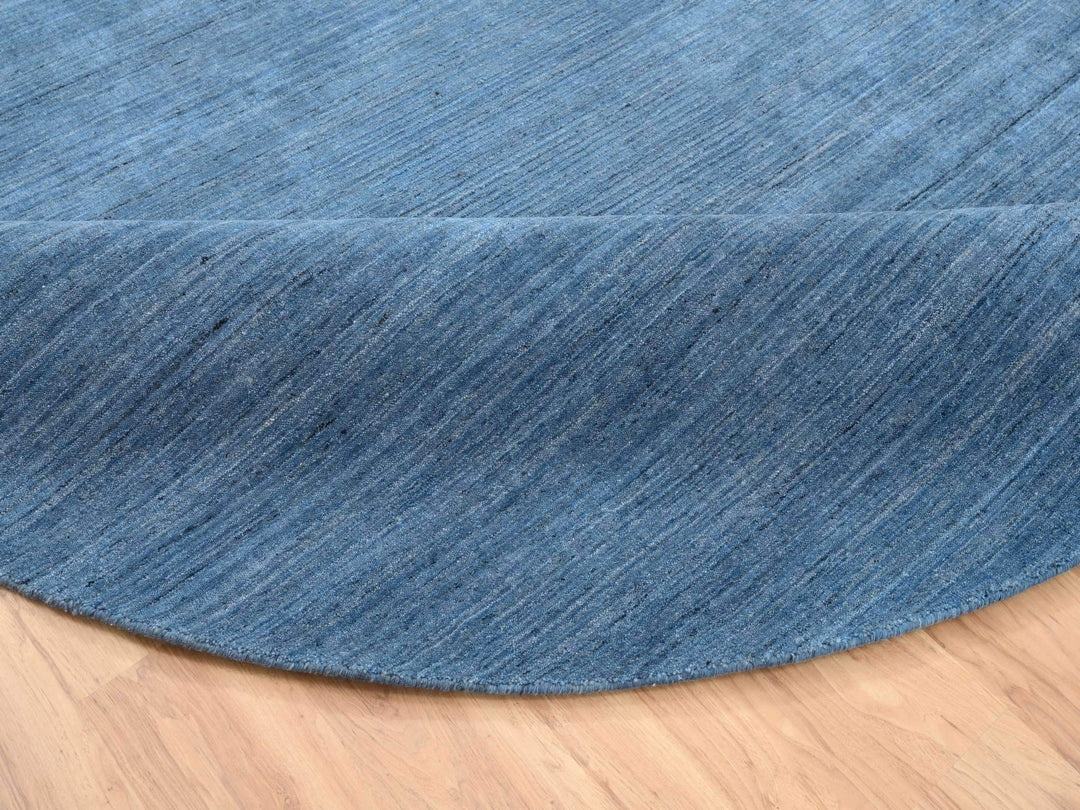 10'0" x 10'0" New Hand Loomed Blue Wool Round Oriental Rug - MOA10264570