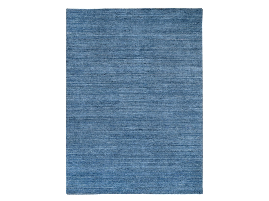 9'0" x 11'10" New Hand Loomed Blue Wool Rectangle Oriental Rug - MOA10264573