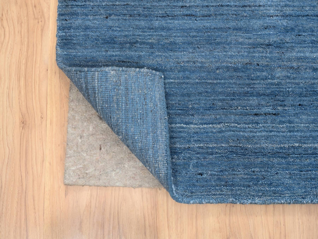 9'0" x 11'10" New Hand Loomed Blue Wool Rectangle Oriental Rug - MOA10264573