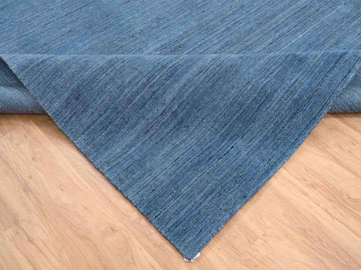 9'0" x 11'10" New Hand Loomed Blue Wool Rectangle Oriental Rug - MOA10264573