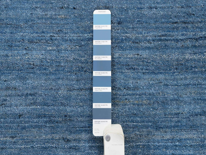 9'0" x 11'10" New Hand Loomed Blue Wool Rectangle Oriental Rug - MOA10264573