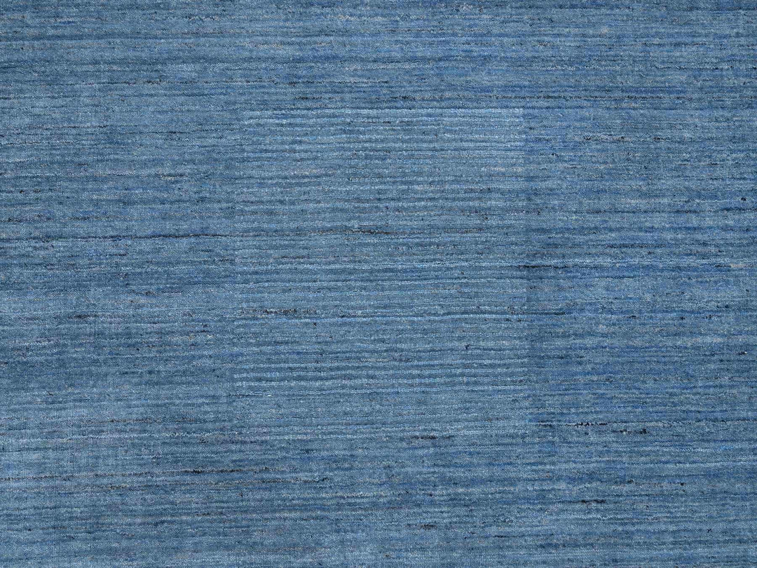 9'0" x 11'10" New Hand Loomed Blue Wool Rectangle Oriental Rug - MOA10264573