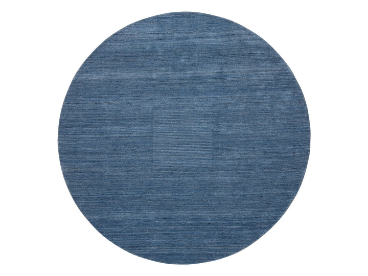 8'0" x 8'0" New Hand Loomed Blue Wool Round Oriental Rug - MOA10264577