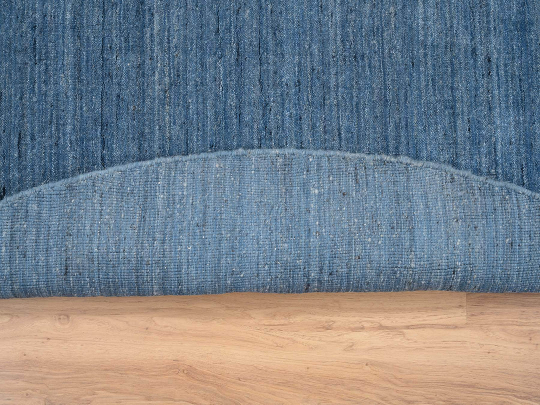 8'0" x 8'0" New Hand Loomed Blue Wool Round Oriental Rug - MOA10264577