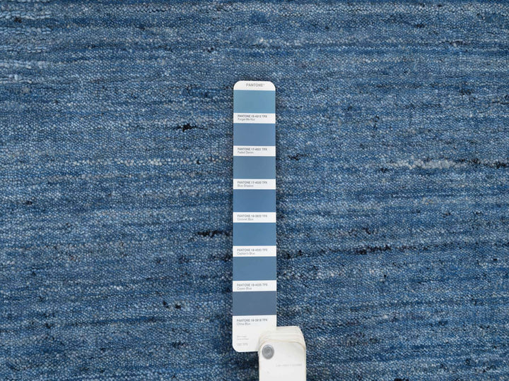 8'0" x 8'0" New Hand Loomed Blue Wool Round Oriental Rug - MOA10264577