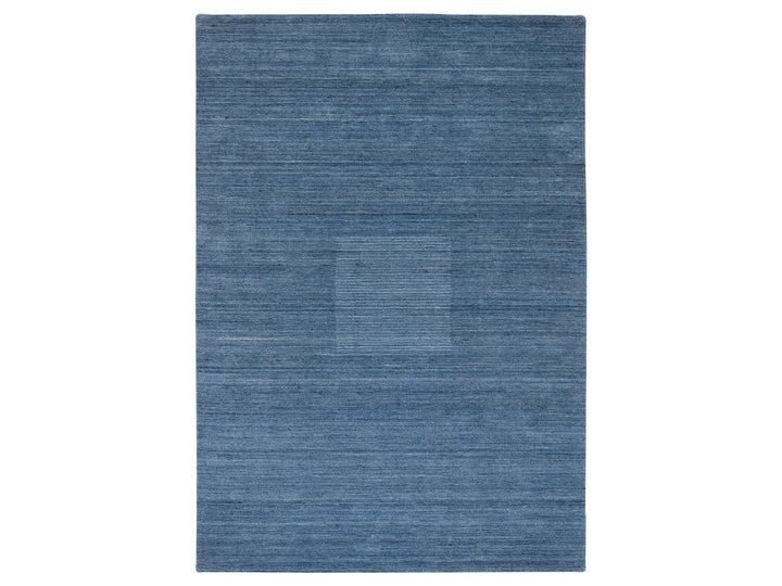 6'0" x 9'0" New Hand Loomed Blue Wool Rectangle Oriental Rug - MOA10264578