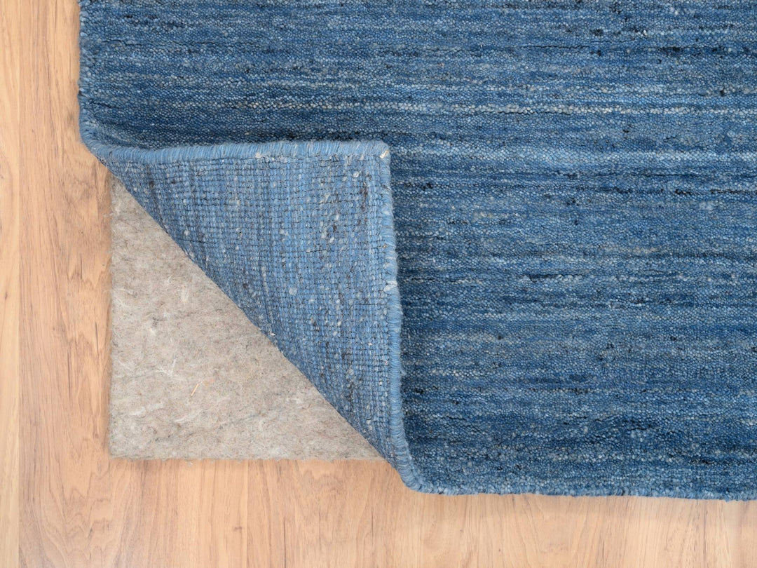 6'0" x 9'0" New Hand Loomed Blue Wool Rectangle Oriental Rug - MOA10264578