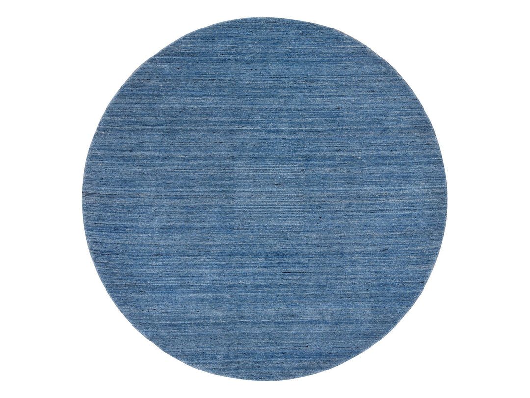 6'0" x 6'0" New Hand Loomed Blue Wool Round Oriental Rug - MOA10264582