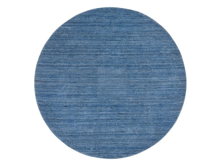 6'0" x 6'0" New Hand Loomed Blue Wool Round Oriental Rug - MOA10264582