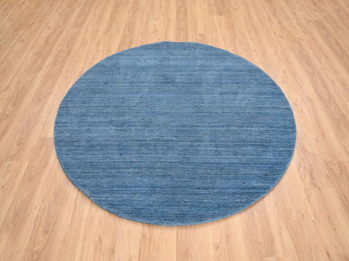 6'0" x 6'0" New Hand Loomed Blue Wool Round Oriental Rug - MOA10264582