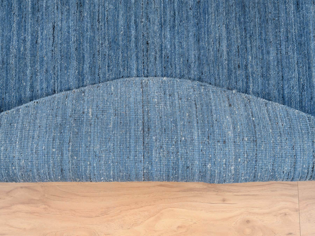 6'0" x 6'0" New Hand Loomed Blue Wool Round Oriental Rug - MOA10264582