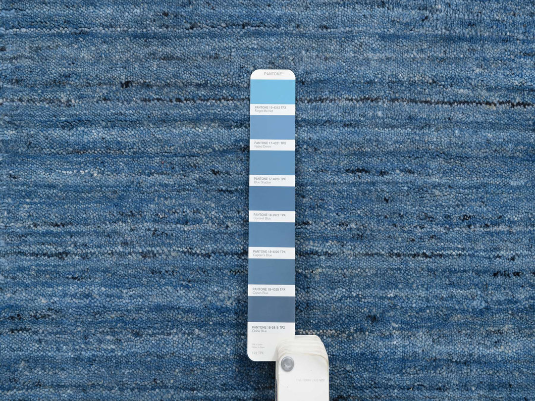 6'0" x 6'0" New Hand Loomed Blue Wool Round Oriental Rug - MOA10264582