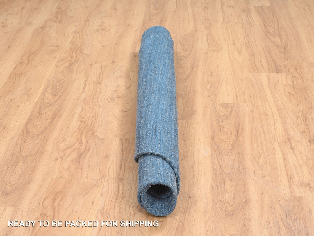 6'0" x 6'0" New Hand Loomed Blue Wool Round Oriental Rug - MOA10264582