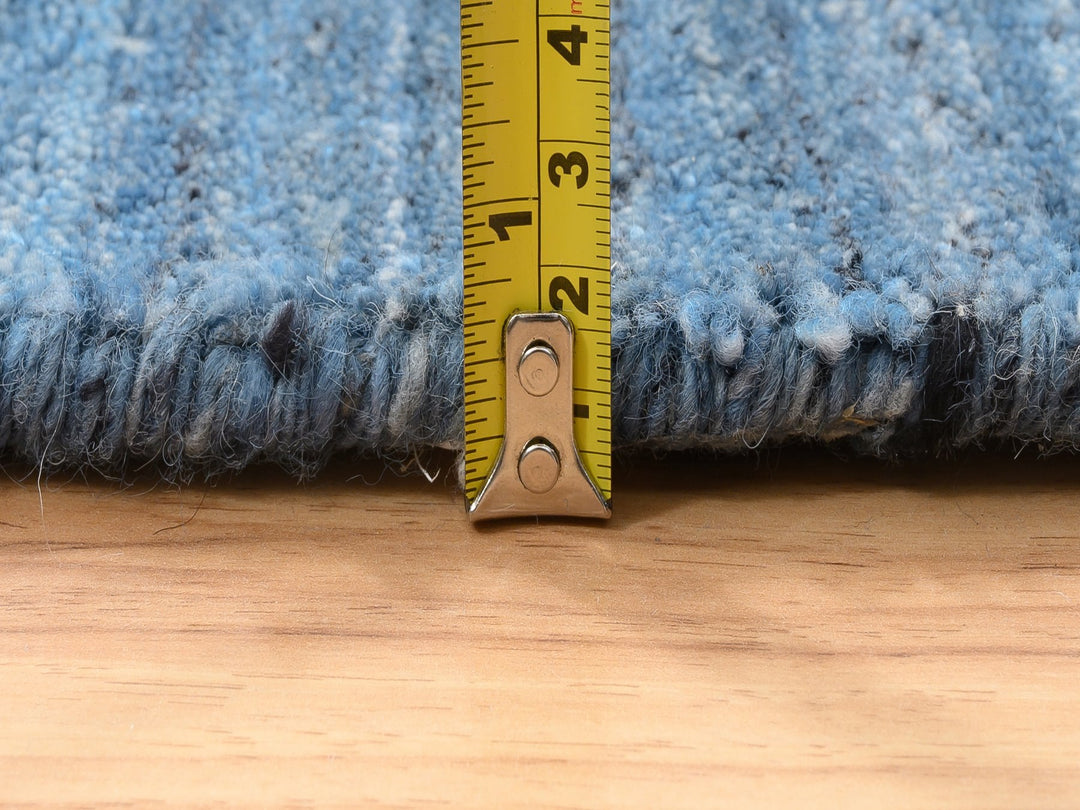 6'0" x 6'0" New Hand Loomed Blue Wool Round Oriental Rug - MOA10264582