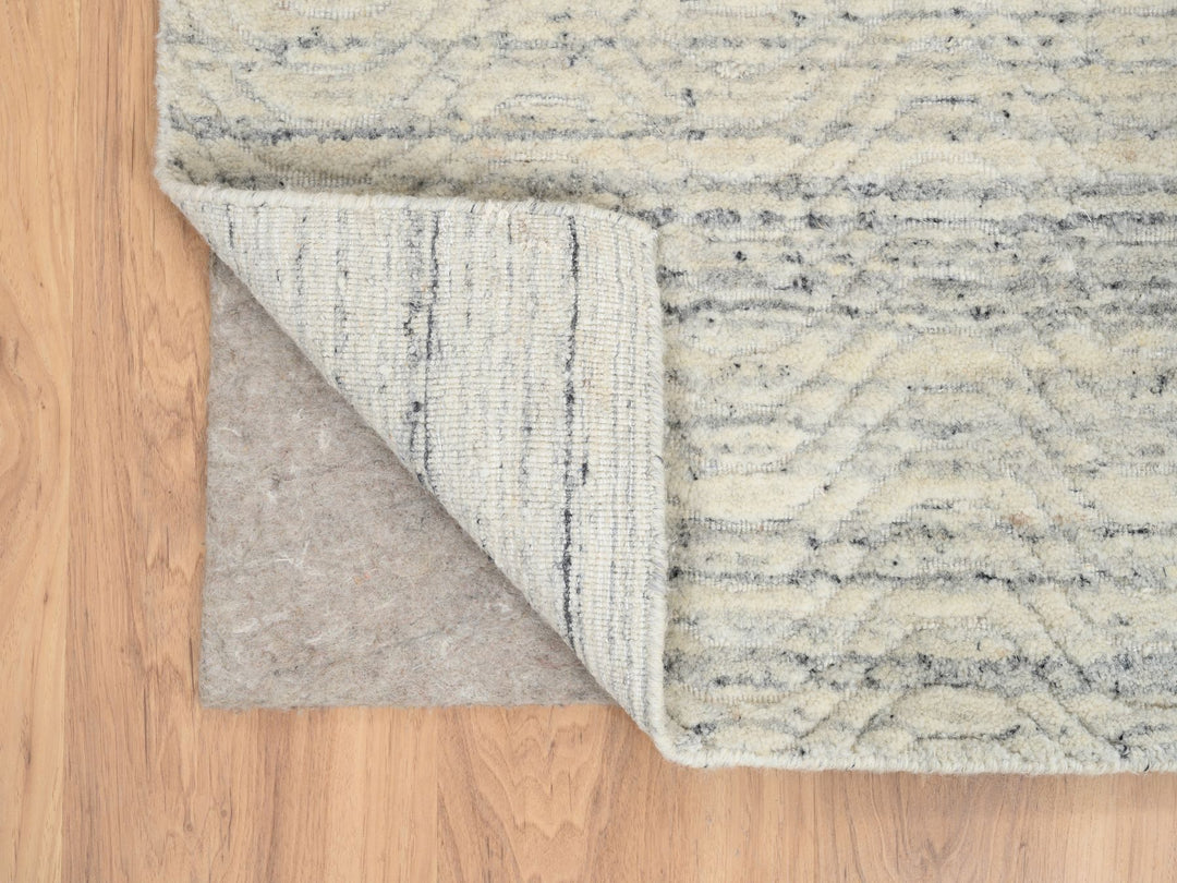 6'1" x 9'0" New Hand Loomed Beige Wool Rectangle Oriental Rug - MOA10264590