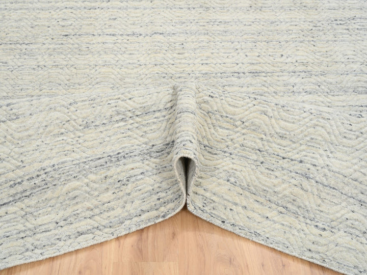 6'1" x 9'0" New Hand Loomed Beige Wool Rectangle Oriental Rug - MOA10264590