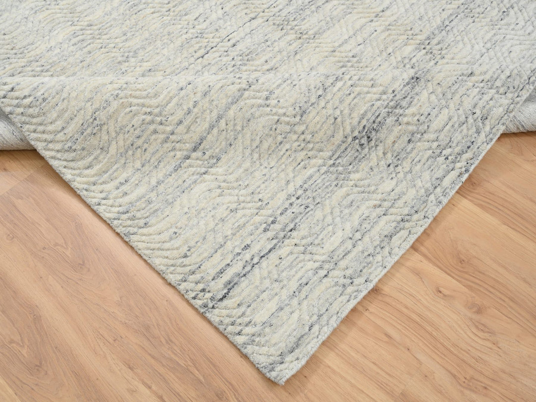 6'1" x 9'0" New Hand Loomed Beige Wool Rectangle Oriental Rug - MOA10264590