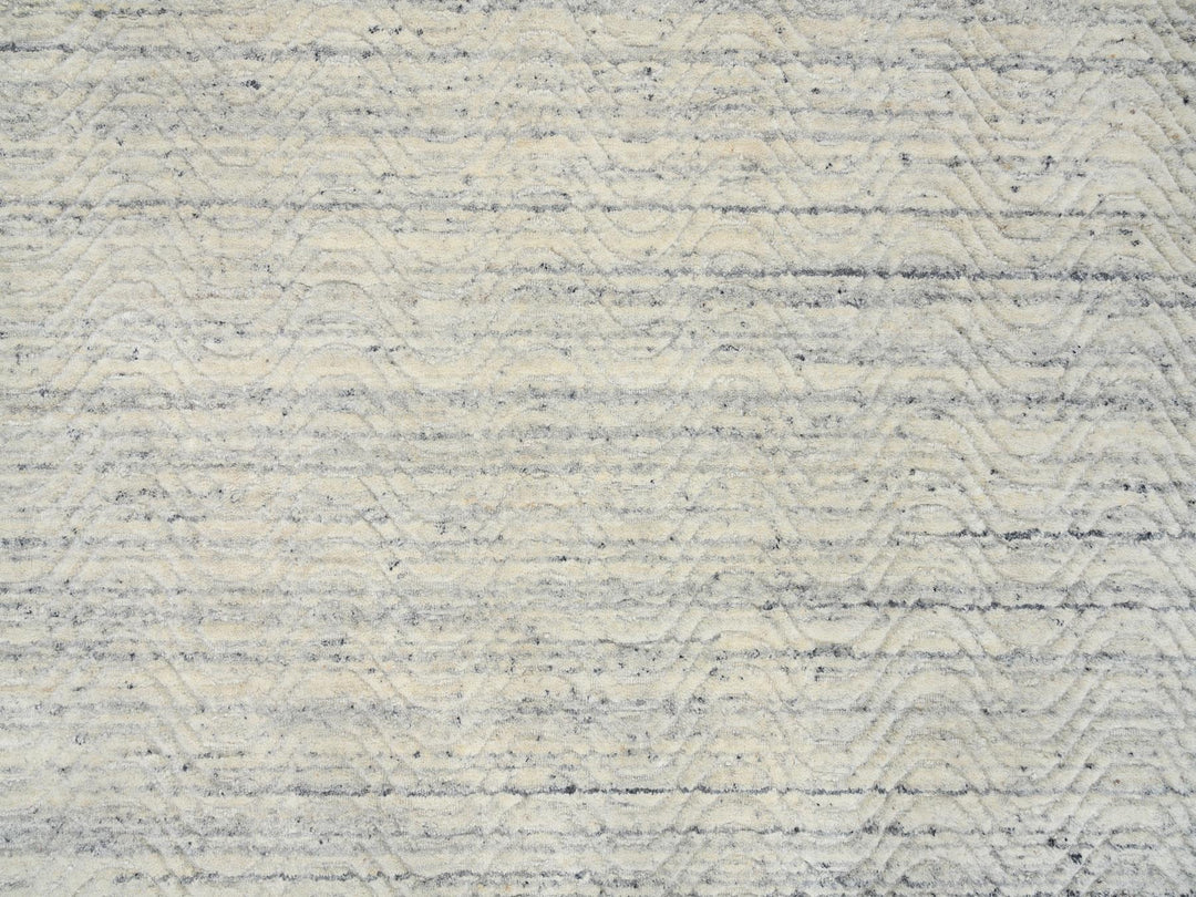 6'1" x 9'0" New Hand Loomed Beige Wool Rectangle Oriental Rug - MOA10264590