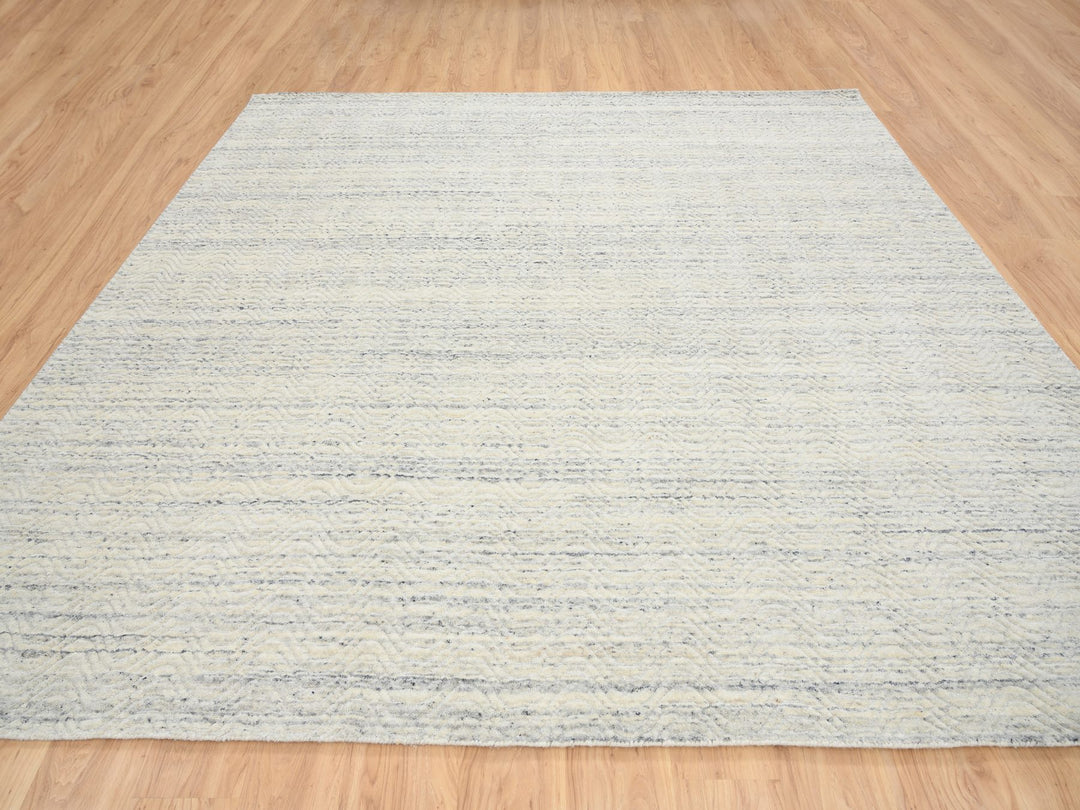 10'1" x 10'0" New Hand Loomed Beige Wool Square Oriental Rug - MOA10264594