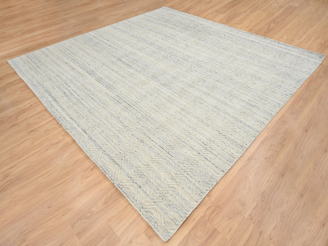 10'1" x 10'0" New Hand Loomed Beige Wool Square Oriental Rug - MOA10264594