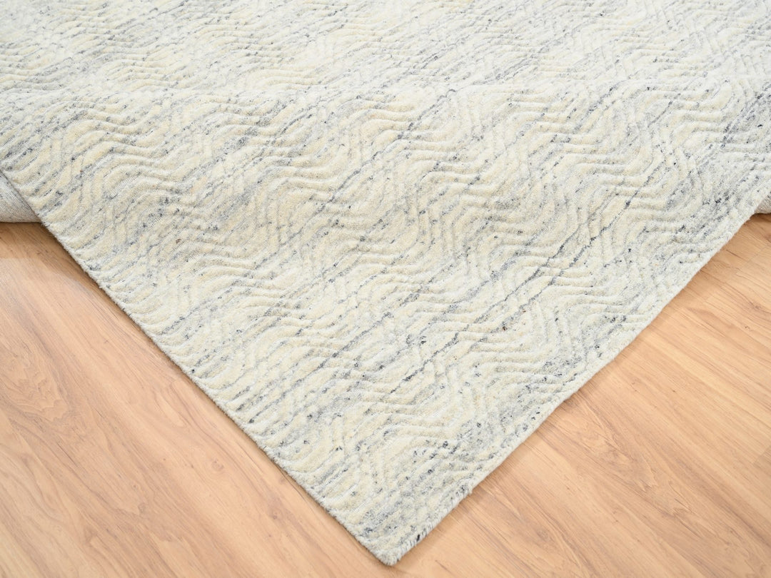 10'1" x 10'0" New Hand Loomed Beige Wool Square Oriental Rug - MOA10264594