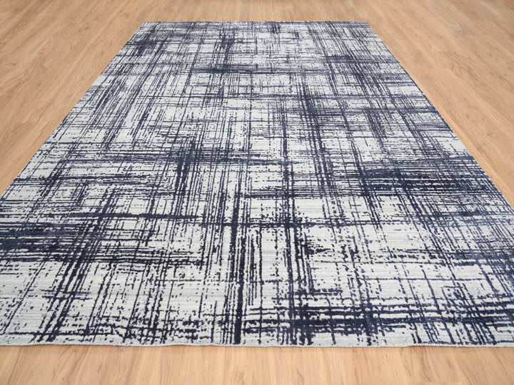 10'0" x 13'9" New Hand Loomed Black Wool & Silk Rectangle Oriental Rug - MOA10264595